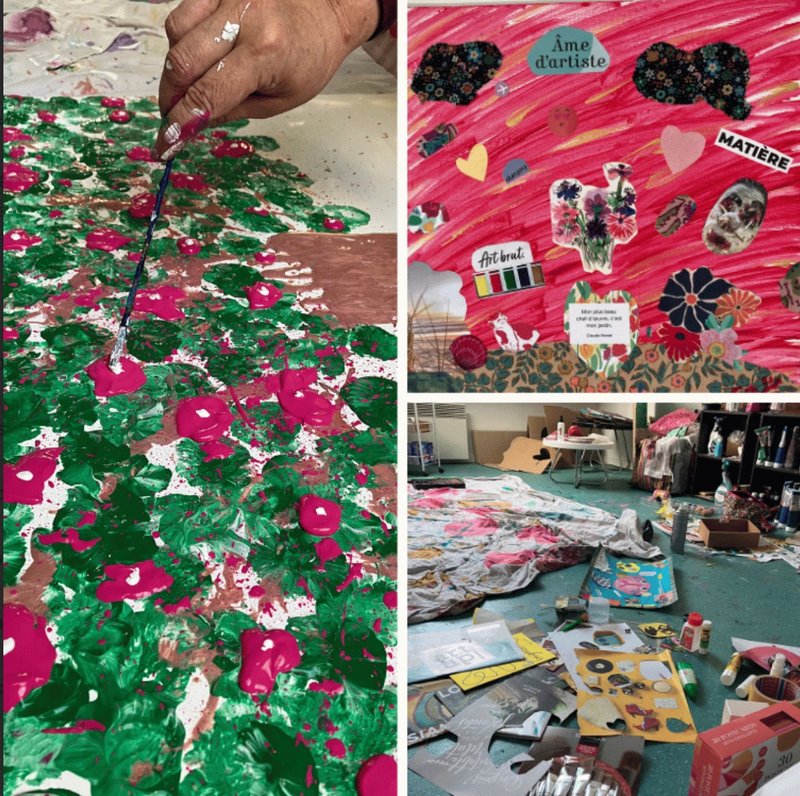 Séance de coaching avec une artiste — peinture et collage dans l'atelier
